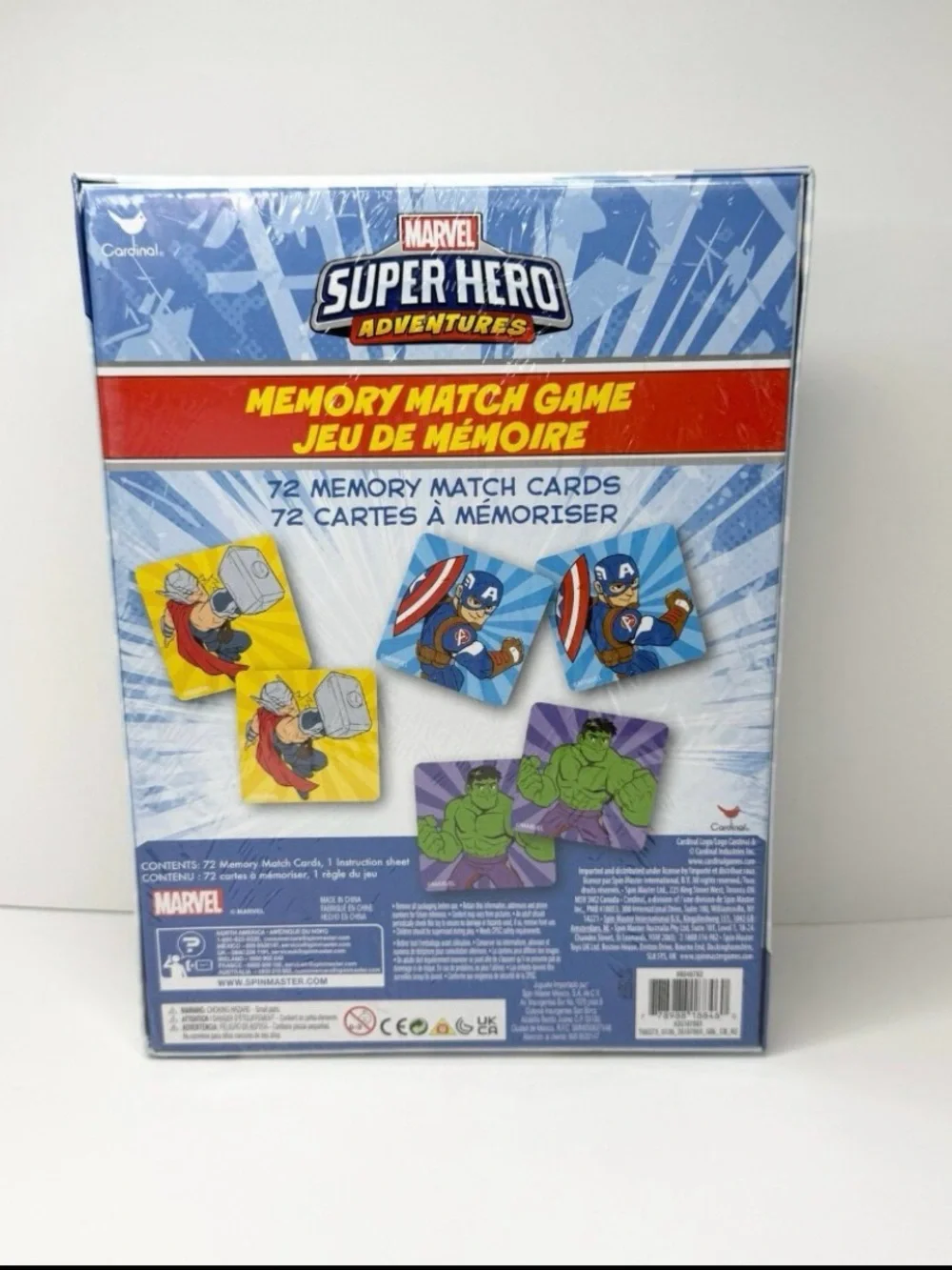 Cardinal Marvel Super Hero Adventure Memory Match Game 72 Cards Ages 3+